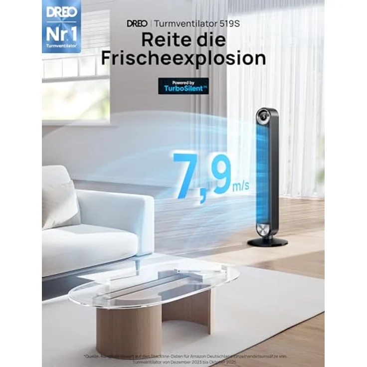 DREO Cruiser Pro T2S, 106 cm Leiser Smart Turmventilator mit 9 Geschwindigkeiten, 4 Modi, 12H Timer, 90° Oszillation, Fernbedienung und Sprachsteuerung, Schwarz – Bild 2