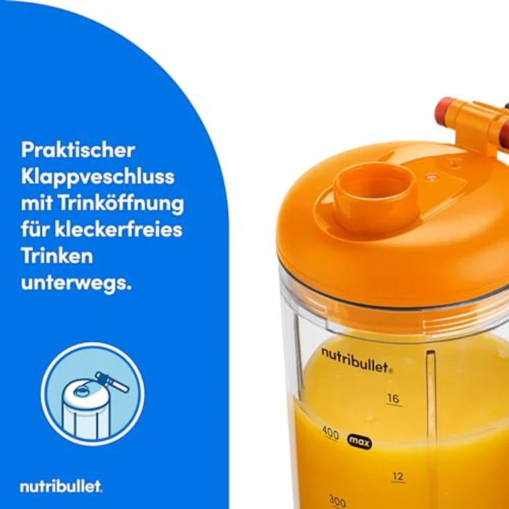 nutribullet Smoothie-Maker NB Flex Portable NBP013OR, elektrischer Standmixer mit 0,59 l Becher, orange, Edelstahl-Mixklinge, USB-C Ladefunktion – Bild 6