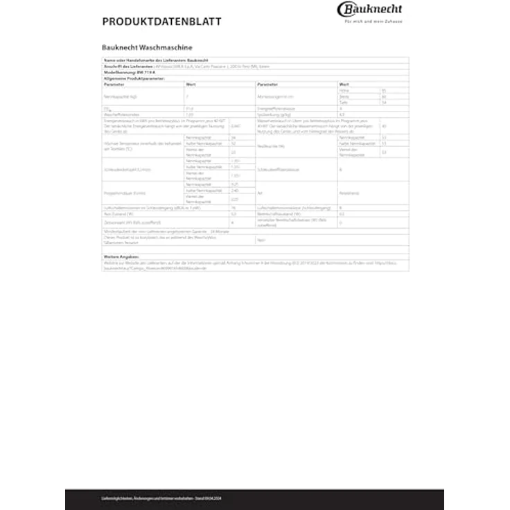 Bauknecht BW 719 A Waschmaschine Frontlader, 7kg, EEK A, Anti-Allergie, Kurzprogramme, Clean Plus, Inverter Motor, Weiß – Bild 6