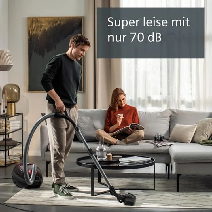 SIEMENS Staubsauger mit Beutel Z7.0 VSZ7XTRM, ideal für Allergiker, Hygiene-Filter, leise, für Parkett, Teppich, Fliesen, XXL-Polsterdüse, XXL-Fugendüse, langes Kabel, Made in Germany, 750 W, grau – Bild 4