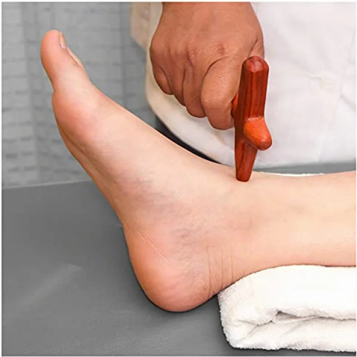 Sport-Tec Asiatisches Wellness-Massagekreuz aus Holz, einteilige Massagehilfe mit 4 Druckspitzen, Hartholz, ca. 11x10 cm – Bild 2