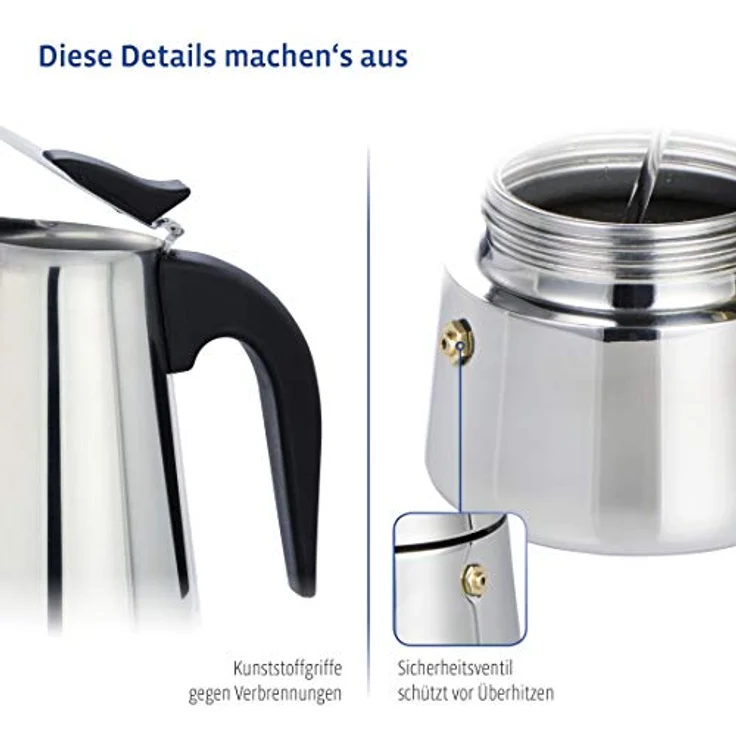 Xavax Espressokocher aus Edelstahl, 250 ml, geeignet für Induktion, Espressokanne – Bild 6