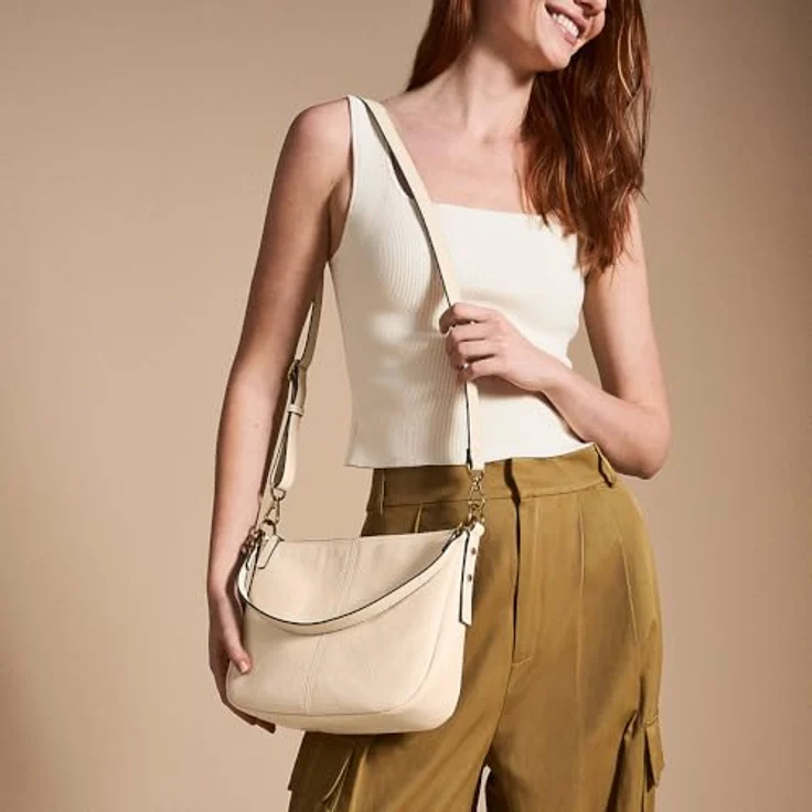 Fossil Jolie Schultertasche, edle Handtasche aus hochwertigem Leder, 27 cm, Beige – Bild 3