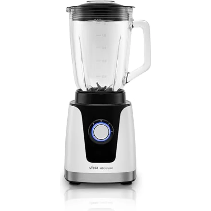 Ufesa White Gold Standmixer, 1500W Leistung, 1,5L Glaskrug, LED-Licht, Ice Crusher, 6 Edelstahlklingen, 2 Geschwindigkeiten + TURBO – Bild 2