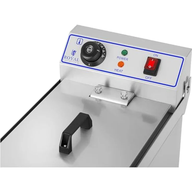 Royal Catering Fritteuse 10 L Edelstahl Kaltzone mit Ablasshahn Gastronomie, 3200 W - Profi Elektro-Fritteuse mit 10 l Kapazität, 3200 W, Edelstahl – Bild 4