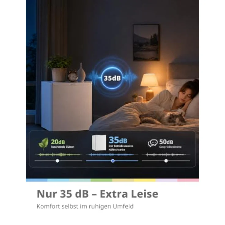 Comfee 43L Mini Kühlschrank, EEK D, 35 dB, Inverter-Kompressor, kompakt und leise – Bild 5