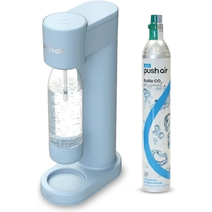 Dafi PushAir Saturator, Wassersprudler mit CO2-Kartusche und 0,7l Flasche, azur/blau – Bild 3