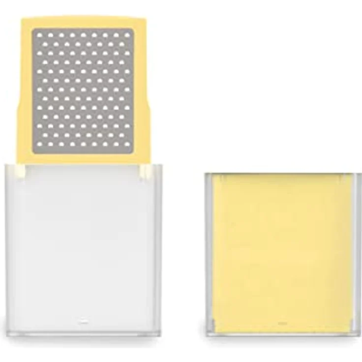 Joseph Joseph Duo Kastenreibe mit Behälter, Küchenkäsereibe mit groben und feinen Klingen, hellgelb – Bild 2