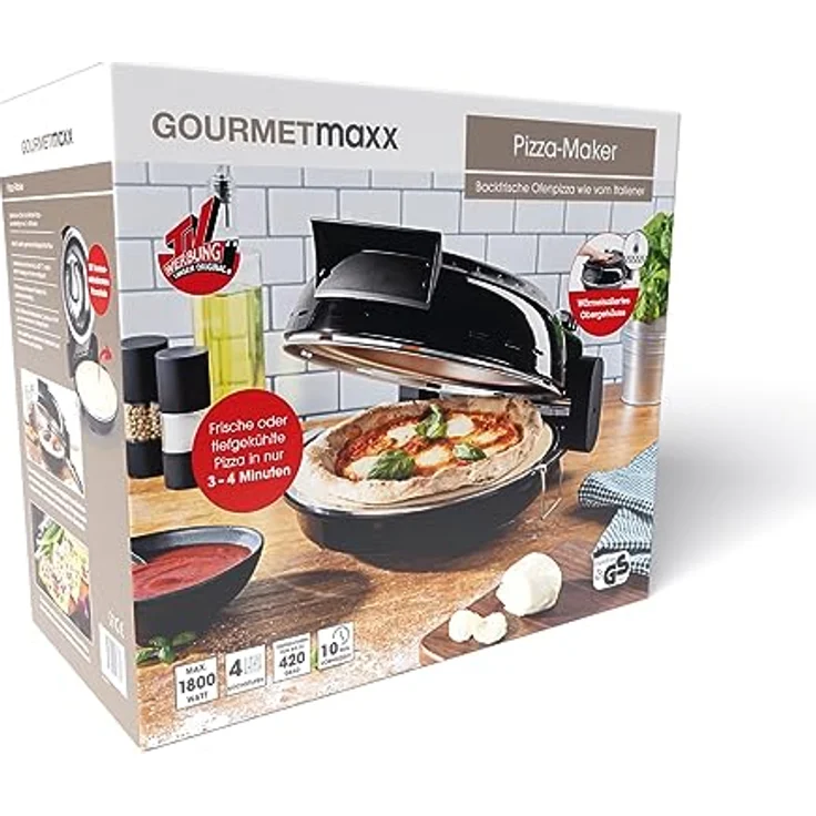 DS Produkte GOURMETmaxx Pizza Maker mit Temperatureinstellung und herausnehmbarem Pizzastein, bis zu 420°C, GS-geprüft – Bild 8