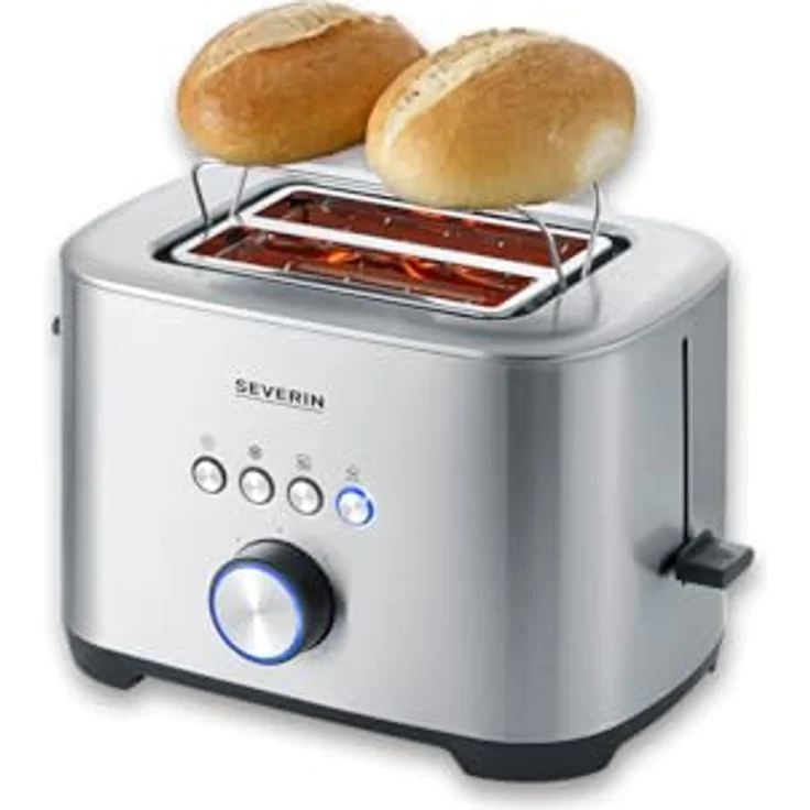 Severin AT 2620 Toaster mit Bagel-Funktion, Schwarz, Silber - Große Röstkammern, Bagel-Funktion, Voll-Edelstahldesign – Bild 4