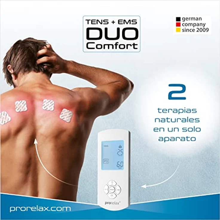 prorelax TENS/EMS Duo Comfort | Elektrostimulationsgerät | 2 Therapien mit einem Gerät | Natürliche Therapie gegen chronische Schmerzen und zum Muskelaufbau | Mit großem, beleuchteten Display – Bild 3