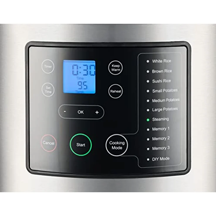 Solis Rice & Potato Cooker 8161 - Kartoffel- und Reiskocher - Dampfgarer mit Timerfunktion - 7 Programme - Aufwärmfunktion - 5 Liter Fassungsvermögen - Silber – Bild 5