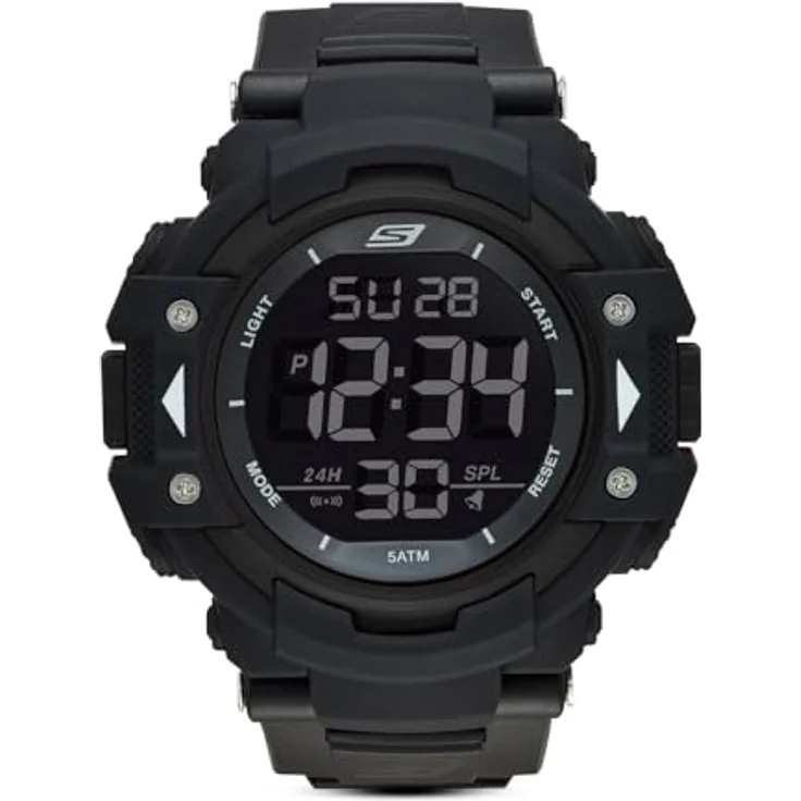 SKECHERS Watch SR1037, Digitale Armbanduhr mit 55 mm Gehäuse, schwarzem Nylongurt, wasserdicht bis 50 m – Bild 3