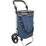 bremermann Einkaufstrolley JEEBEL, Handwagen, Einkaufswagen mit Abnehmbarer Tasche, Verstellbarer Griff (Blau)