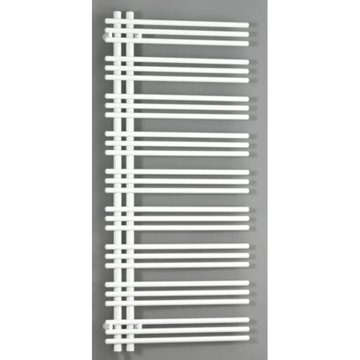 Schubiger Zehnder Design Heizkörper Yucca YA-130-060, asymmetrisch, 1304x47x578 mm, Weiß, mit Handtuchhalterfunktion und einlagiger Fertigung