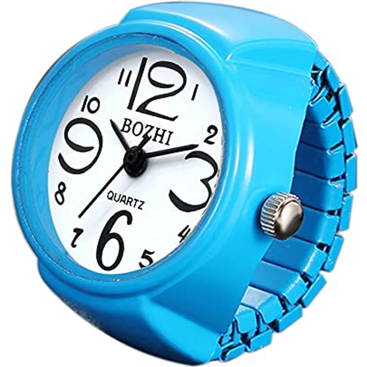 JewelryWe Ringuhr Damen, Analog Quarzuhr mit elastischem Ringband, blau, Geschenk für Mädchen – Bild 1