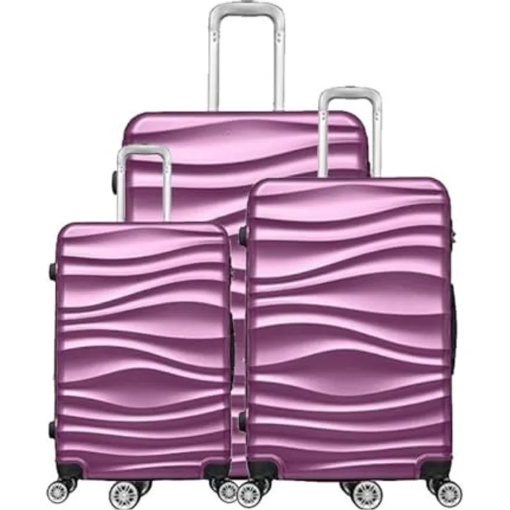 COFI 1453 Reisekoffer 3 TLG Hartschale Trolley Set Kofferset Handgepäck Gepäck Reisetasche ABS-04 Lila