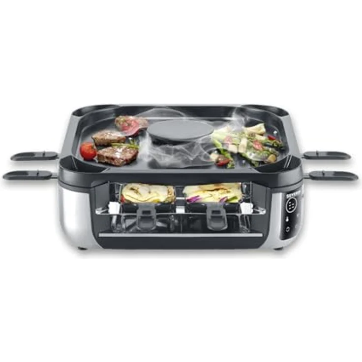 Severin Raclette RG 2379, 1900 W, Schwarz / Silber, mit austauschbarem Aktivkohlefilter und Digital-Display – Bild 3