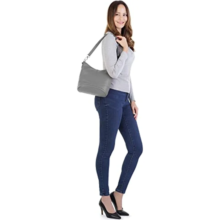 Cluty Umhängetasche, echt Leder, Made in Italy, 1 Hauptfach, verstellbarer Schultergurt, Höhe 26 cm, Breite 24 cm, Tiefe 14 cm – Bild 2