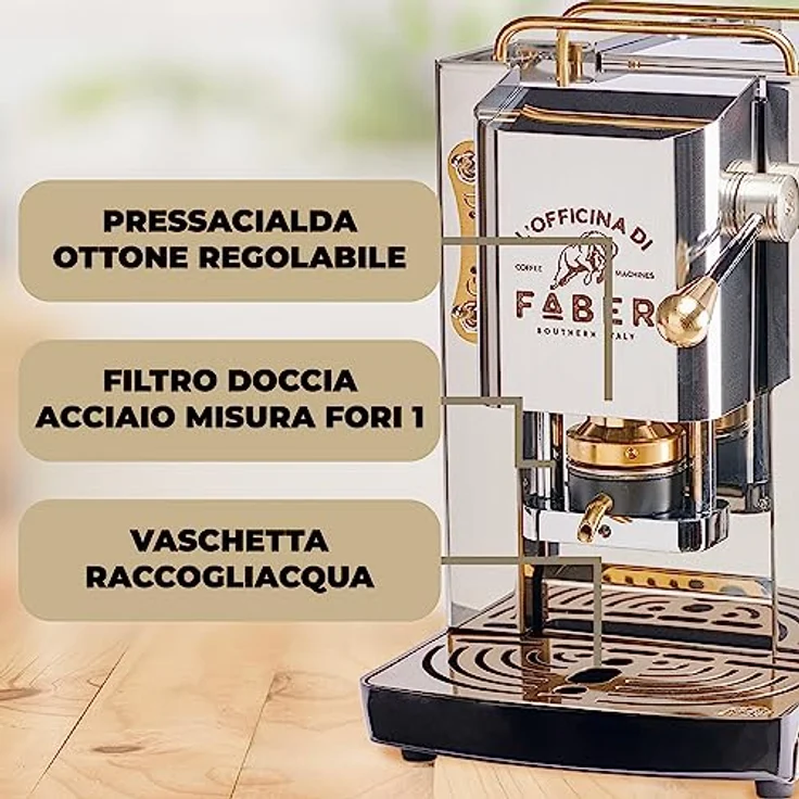 Faber Coffee Machines Pro Deluxe Espressomaschine, Edelstahl mit Messingelementen, ESE Pad 44 mm, einfache Reinigung, Tassenwärmer, schnelles Aufheizen – Bild 3