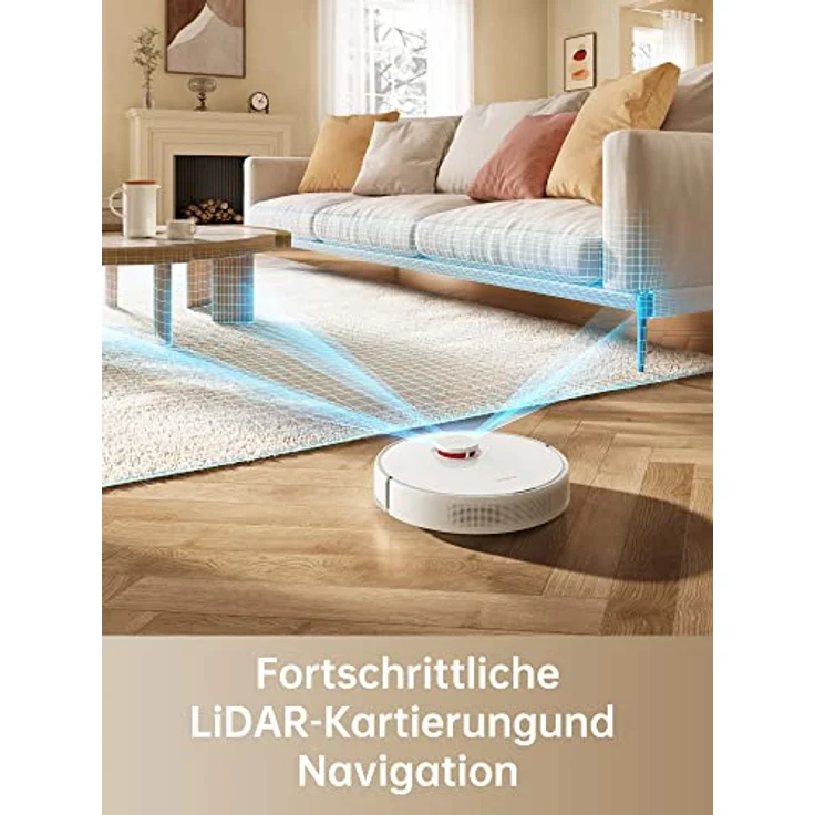Dreame D9 Max Saugroboter mit Wischfunktion, 4000Pa Staubsauger Roboter, LDS-Navigation, 150 min Laufzeit, Karten für mehrere Böden, Ideal für Teppiche, Hartböden und Tierhaare, App, Arbeite mit Alexa – Bild 3