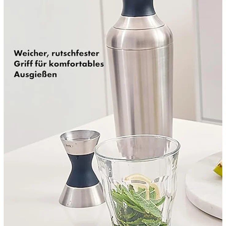 OXO Steel Doppel-Jigger, Edelstahl Messbecher mit 1/3, 3/4, 1-1/2, 1/4, 1/2 und 1 Unze Messungen, spülmaschinenfest mit rutschfestem Griff – Bild 4
