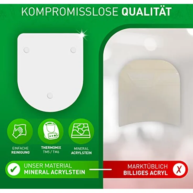 FLIPLINE Gleitbrett für Thermomix TM6/TM5, weiß, aus Mineral-Acrylstein mit Teflon-Füßen, müheloses Verschieben mit 100% Standfestigkeit – Bild 5