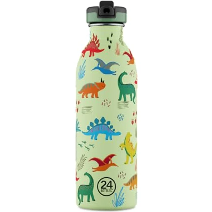 24 Bottles Edelstahl Trinkflasche Urban Jurassic Friends, 0,5 l mit Einhandöffnung, spülmaschinengeeignet, grün – Bild 2
