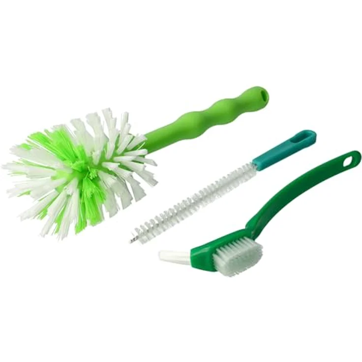 vhbw Reinigungsbürsten-Set (3-tlg.) für alle gängigen Küchenmaschinen - Kompatibel mit Thermomix, Monsieur Cuisine Connect, KitchenAid - Nylon/Kunststoff, weiß/grün – Bild 3
