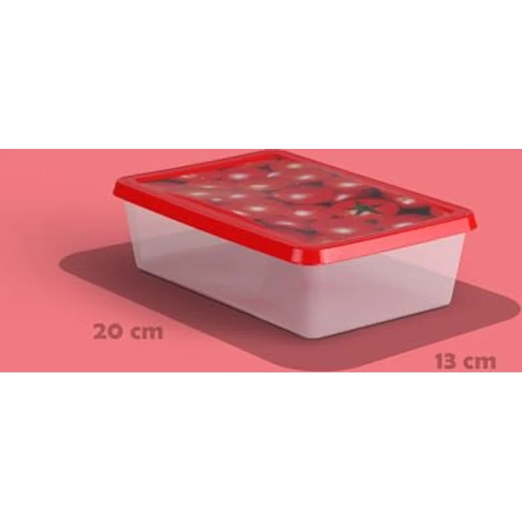 Bestlivings Frischhaltedosen 1,25 L (3er Pack) - Vorratsdose mit Deckel für Lebensmittel, Aufbewahrungsbox in Erdbeer-, Tomaten- und Salatmuster - Hochwertiges PP Kunststoff, nicht spülmaschinenfest – Bild 2