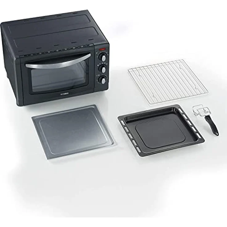 SEVERIN TO 9560 Back- und Toastofen, 1.500 W, 20 L Garraum, inkl. Pizzastein, Grillrost und Backblech, silber/schwarz – Bild 4