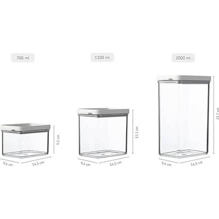 Mepal Omnia Vorratsdosen Set Nordic Sage 4-teilig | 2000 ml | luftdicht stapelbar modernes Design – Bild 4