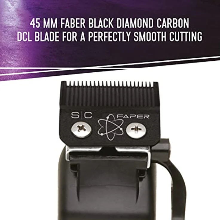 STYLECRAFT Rebel Professional Herrenhaarschneider von Gamma Più, kabellos mit Rotationsmotor, verstellbare Klinge, 8 Kämme, 3 Austauschbare Abdeckungen, DLC Black Diamond Carbon Klinge – Bild 5