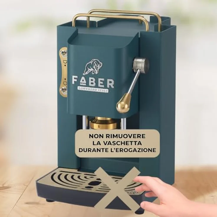 Faber Coffee Machines Faber Pro Deluxe 3.0 Kaffeepadmaschine, Messing-Design, ESE Pads, hygienischer Wassertank aus Glas, magnetisch abnehmbare Brühgruppe und Auslauf – Bild 9