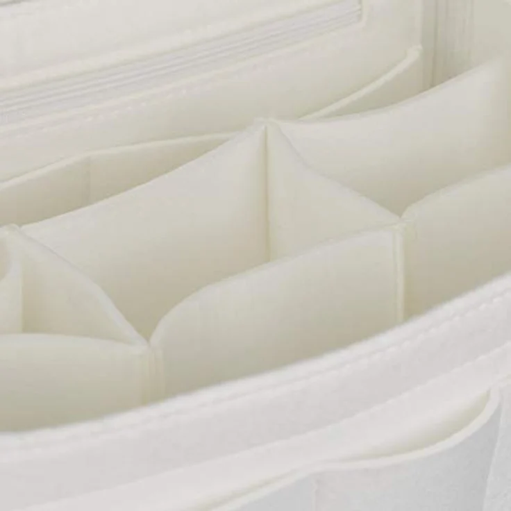 relaxdays Handtasche Taschenorganizer Filz weiß, Größe S, mit 4 Außentaschen und 3 Innentaschen für Ordnung in der Handtasche – Bild 7
