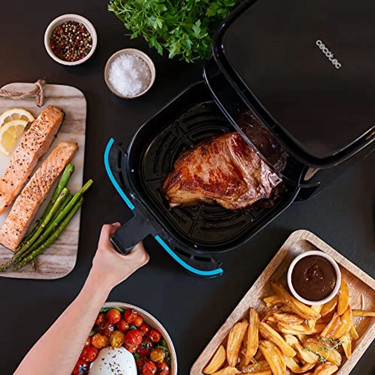 Cecotec Heißluftfritteuse 5,5 L Cecofry Full Inox 5500. 1600 W, Kompaktes und Digitale, Diät-Fritteuse, Edelstahlausführung, ölfrei, PerfectCook-Technologie, Thermostat, 8 Modi – Bild 4