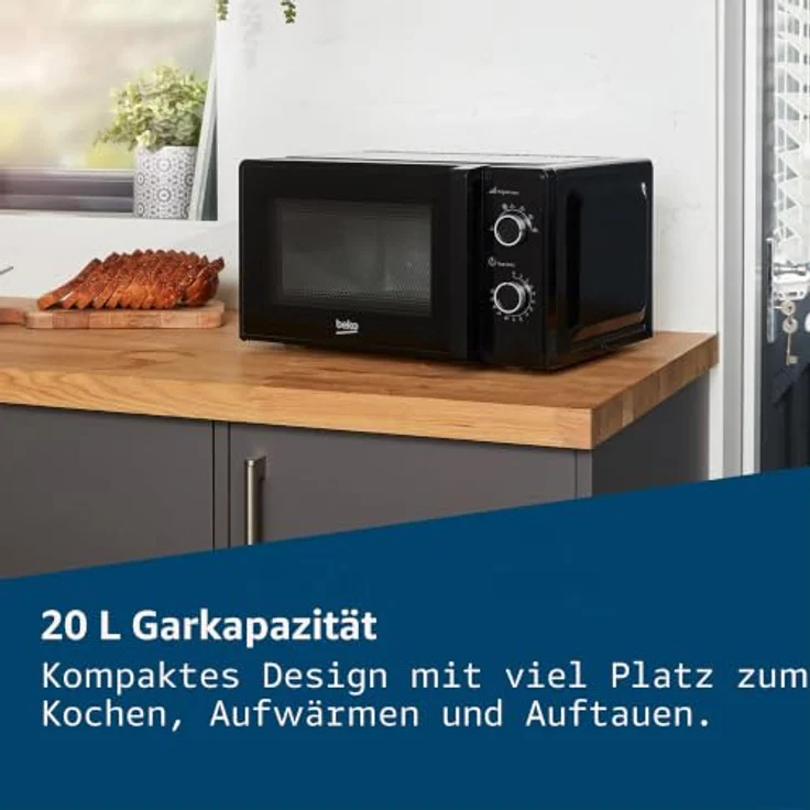 Beko MOC20100BFB Mikrowelle, Standgerät, 20 L Garraum, 700 W, Auftauen, Drehregler, schwarz – Bild 5