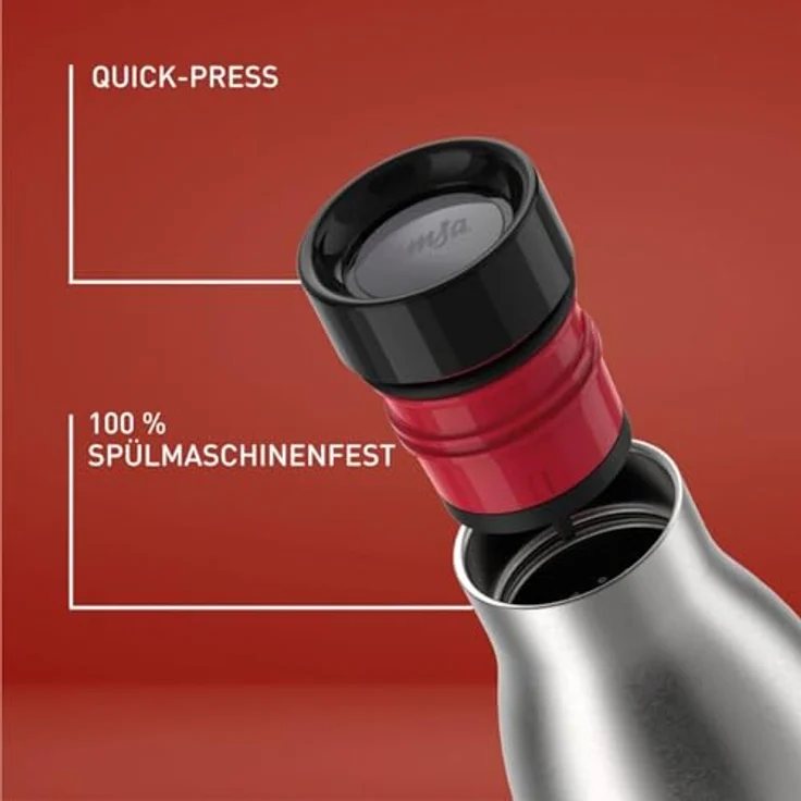 Emsa Bludrop Sleeve Isolier-Trinkflasche, 0,7 Liter, 100% dicht, Quick-Press Verschluss, 12h warm, 24h kühl, Edelstahl, Dunkelrot, spülmaschinenfest, N31128 – Bild 3