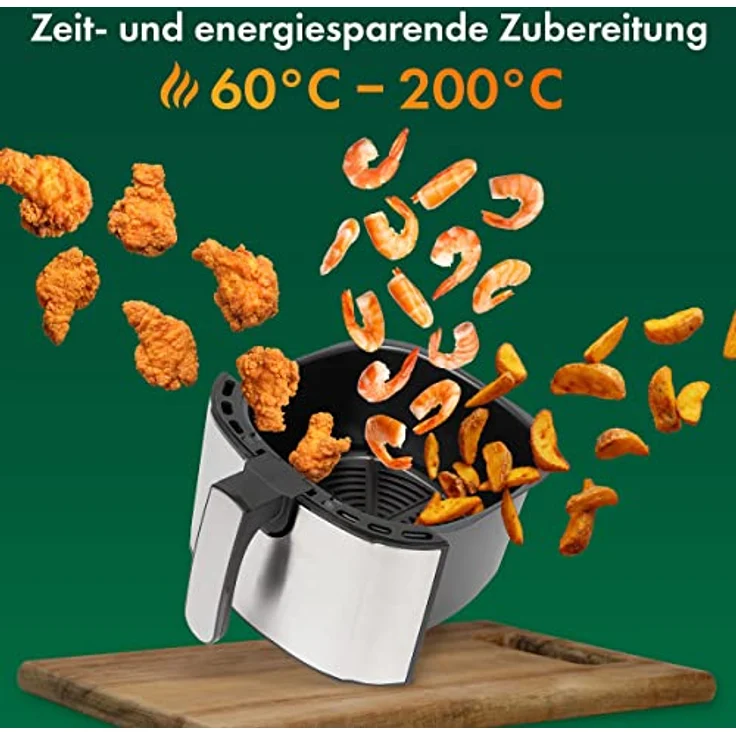ProfiCook® Heißluftfriteuse PC FR 1239 H - Friteuse Heißluft 5,5L XXL Kapazität, Öl- und fettfreier Airfryer mit LED-Touchscreen u. 7 Programmen, ideal für Pommes Nuggets Steak, Edelstahl 1400W – Bild 4