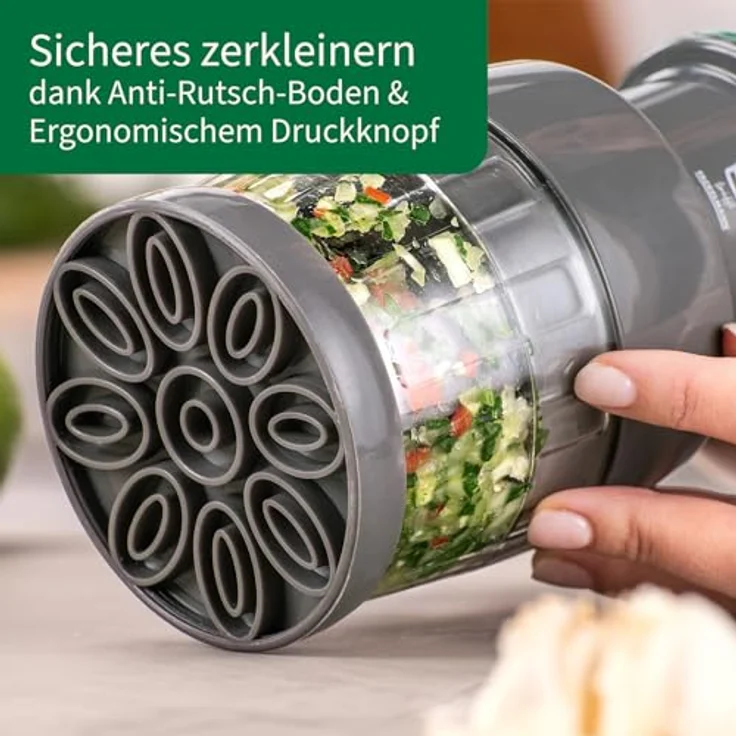 Chefkoch Gemüseschneider 2-teilig – Multihacker zum Zerkleinern von Zwiebeln, Gemüse, Kräuter & Co. – Zwiebelschneider mit scharfen Rotationsklingen – Bild 4