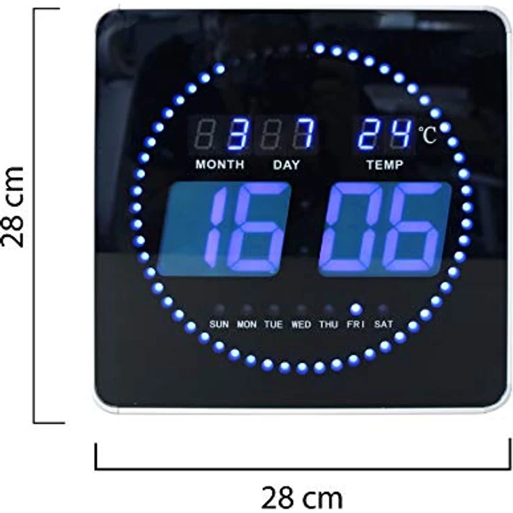 Unilux FLO LED Wanduhr, mit Datum und Temperatur, 28 x 28 cm – Bild 2