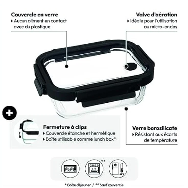 XXXL Glasbehälter, Schwarz, luftdichter Vorratsbehälter aus Glas, 14.5x6.8x19 cm, ideal für Gewürze und Snacks – Bild 6
