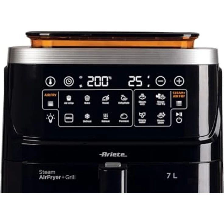 Ariete 4636 Heißluftfritteuse mit Dampf+ Grillfunktion, 1700W, Trocknungsfunktion, 10 Kochfunktionen, transparenter Korb, Timer, Innenbeleuchtung, Schwarz – Bild 3