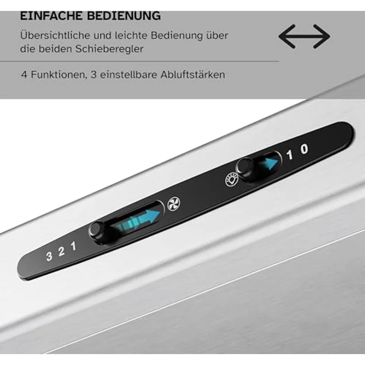 HEINRICHS Dunstabzugshaube 60cm Unterbauhaube, 212m³/h Saugkraft, Edelstahl, mit LED Beleuchtung, 3 Geschwindigkeitsstufen, inkl. Kohlefilter, 87W Leistung – Bild 5