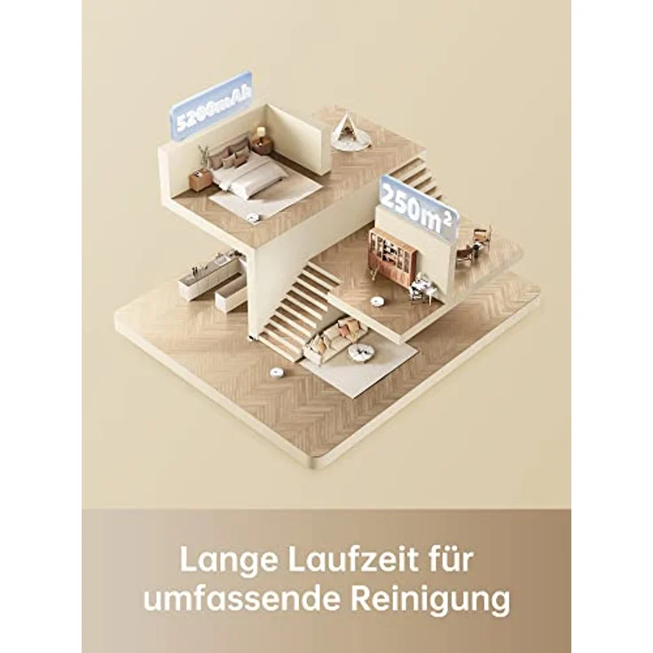 Dreame D9 Max Saugroboter mit Wischfunktion, 4000Pa Staubsauger Roboter, LDS-Navigation, 150 min Laufzeit, Karten für mehrere Böden, Ideal für Teppiche, Hartböden und Tierhaare, App, Arbeite mit Alexa – Bild 4