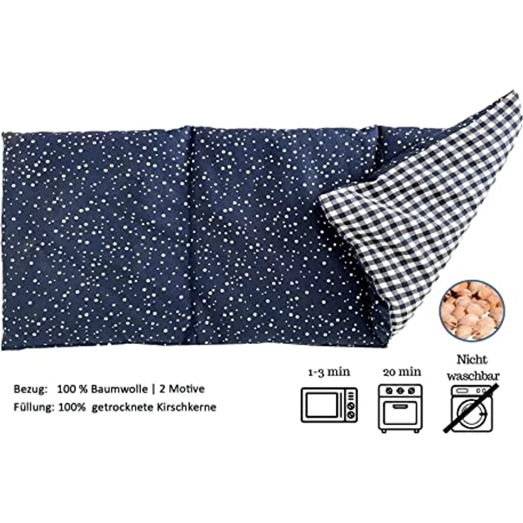 Dr. Berger – 3-Kammer Kirschkernkissen gegen Verspannungen und Schmerzen in Schultern, Rücken und Nacken – 50x20cm Wärmekissen zur Entspannung – geeignet für Mikrowelle und Backofen (Blau) – Bild 3