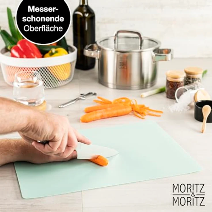 Moritz & Moritz 4x Schneidematte Küche - Je 28 x 38 cm - Schneideunterlage Küche für schnelles Arbeiten - Schneidebrett Kunststoff Flexibel – Bild 4