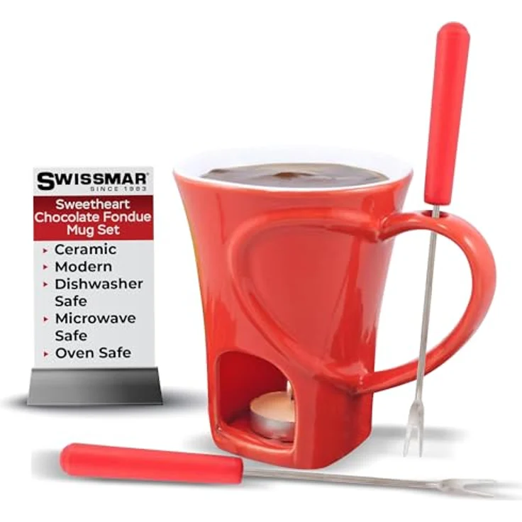 Sweetheart 4 tlg. Fonude Set- Minifondue, Schokofondue, Käsefondue, Fonduegabeln, Fonduetasse, Teelichtfondue – Bild 2