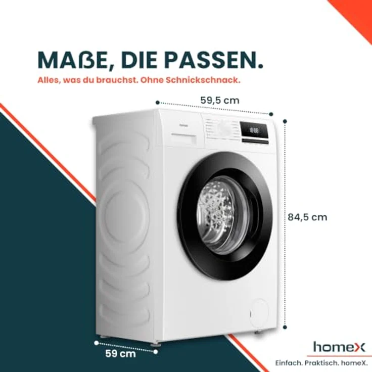 homeX WF1014H1A-W Waschmaschine 10 kg, Frontlader, 1.400 U/Min, Dampffunktion, AquaStop, Inverter Motor, 15 Programme – Bild 8