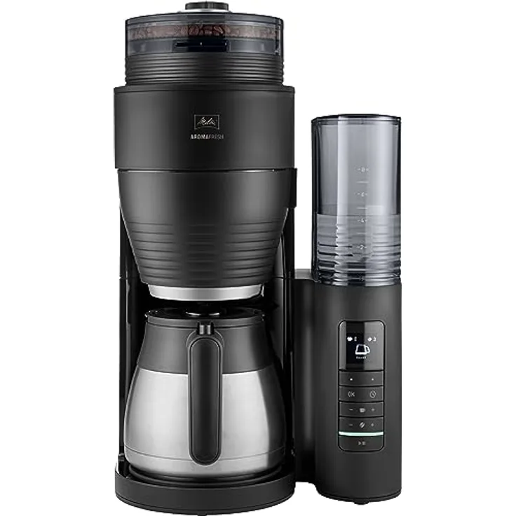 Melitta AromaFresh Pro X Therm - Filterkaffeemaschine - integriertes Mahlwerk - mit Thermoskanne - einstellbarer Mahlwerk - Tropfstopp - 8 Tassen - Schwarz (1030-12)